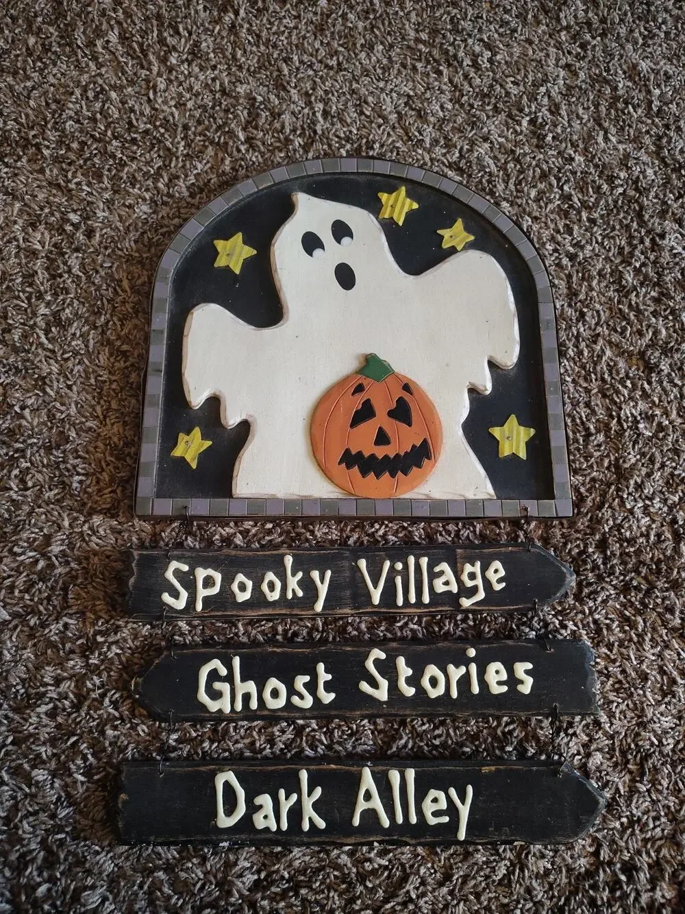 12x20 Spooky Village Haunted House Entry Halloween Sign Ghost Stories Wood Metal